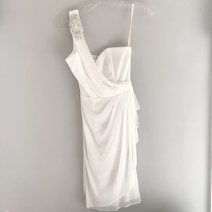 Cache White One Shoulder Cocktail Dress